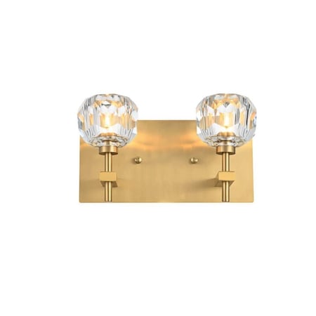 Elegant Lighting Elegant Lighting  Graham Gold & Clear 2-Light Bathroom Wall Sconce Lighting 3509W11G